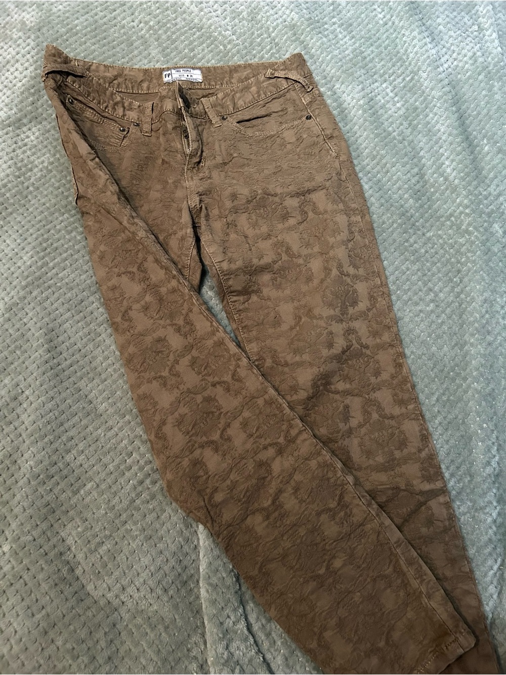 Free People Brown Textured Skinny Jeans